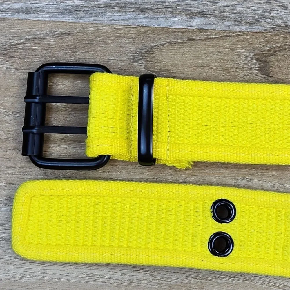 🔸️Unisex Yellow Double Grommet Canvas Belt Small
